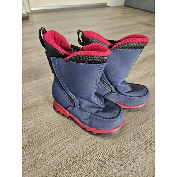 Youth Red and Navy Lands End Snow Boots Size 9 M - Picture 1 of 6